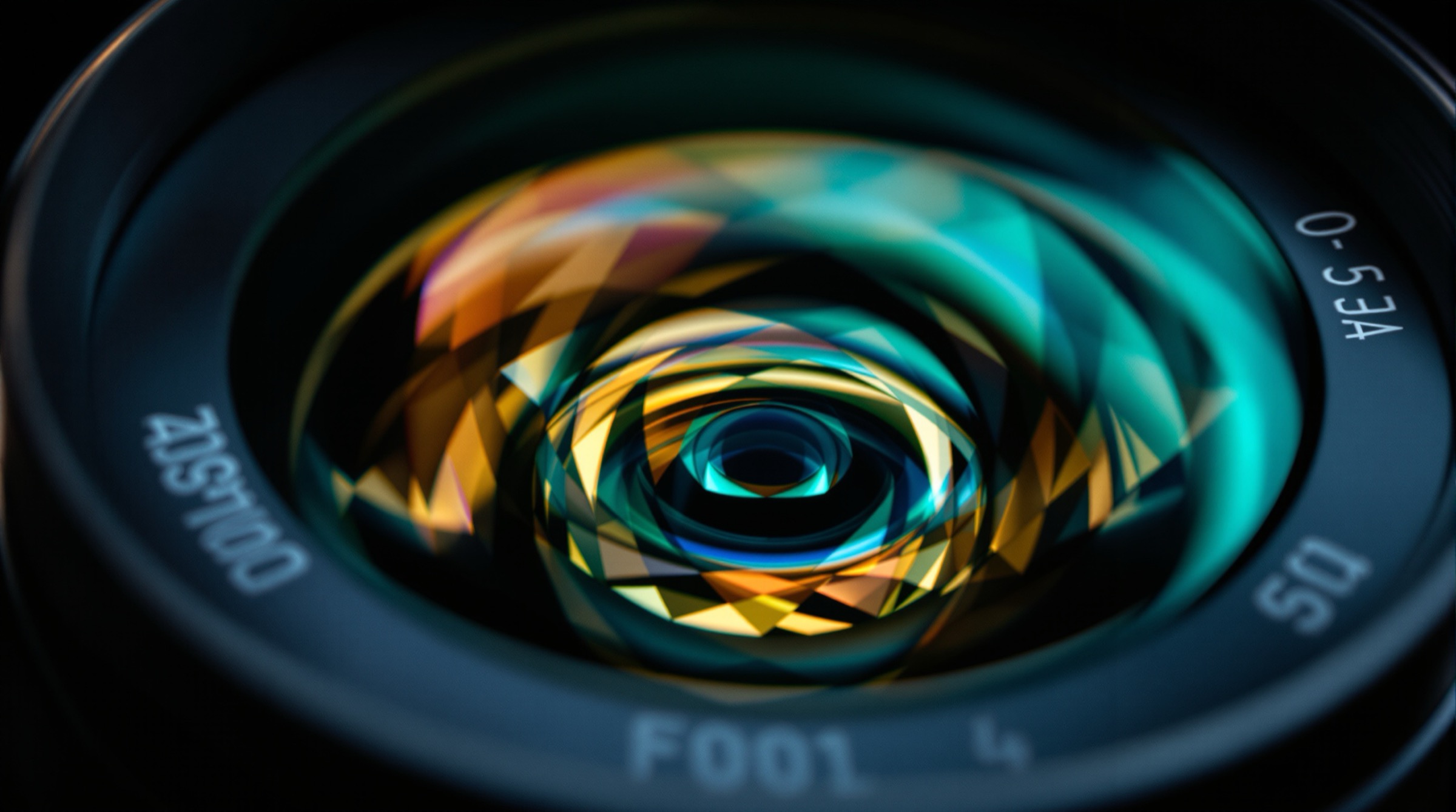 Macro shot of a cinema lens front element